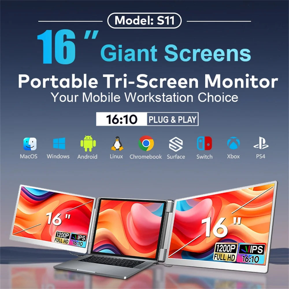 Visture FHD IPS Portable Gaming Monitor – Dual/Triple Screen Extender