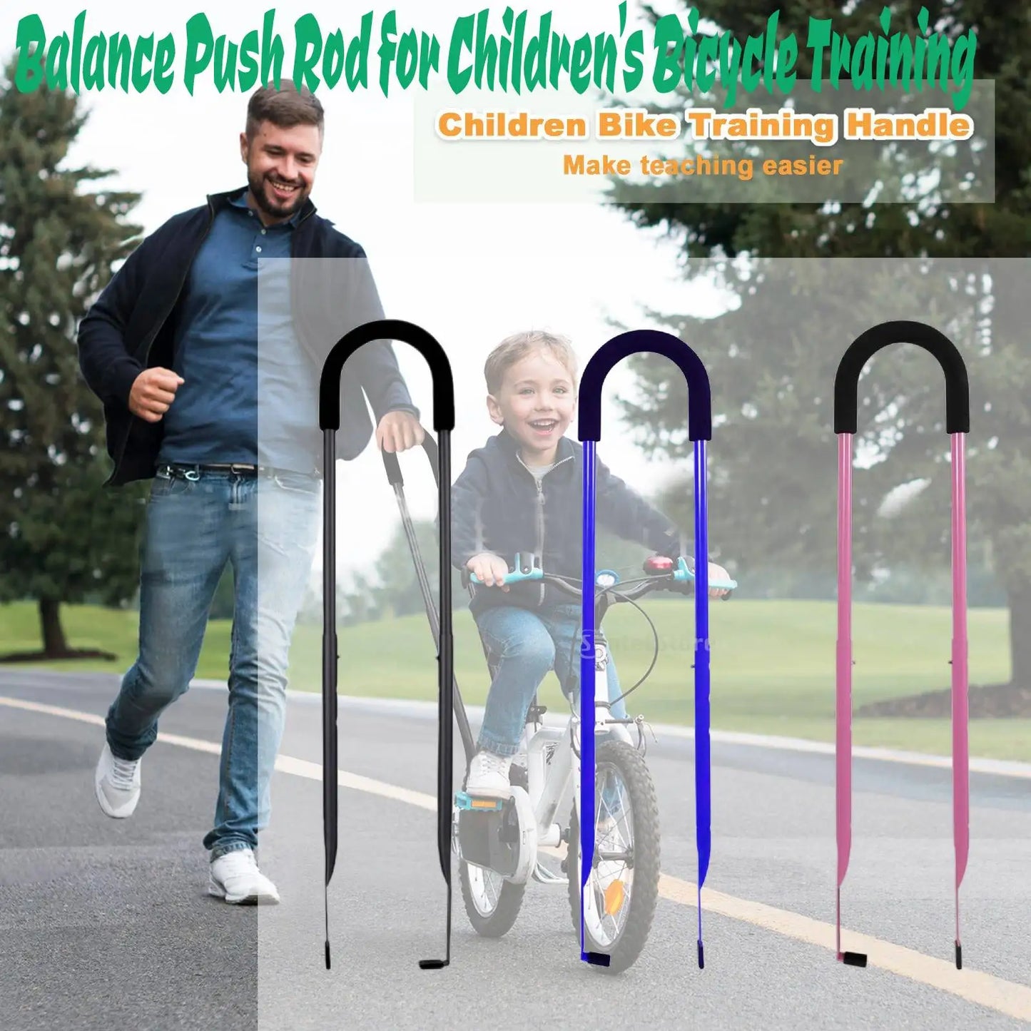 Kids Bike Training Handle – Parent Push Bar for Balance & Safety