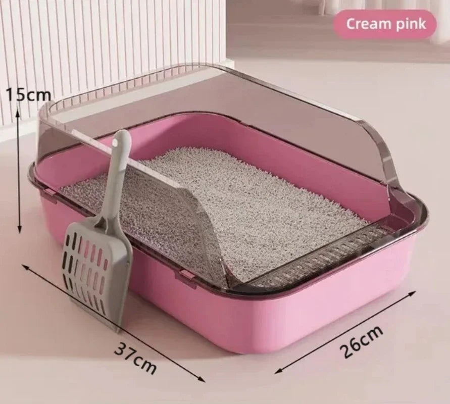 Cat Litter Box Semi-Enclosed Splashproof Toilet Tray