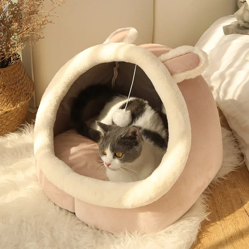 Cartoon Foldable Pet Bed – Cozy Cat Cave