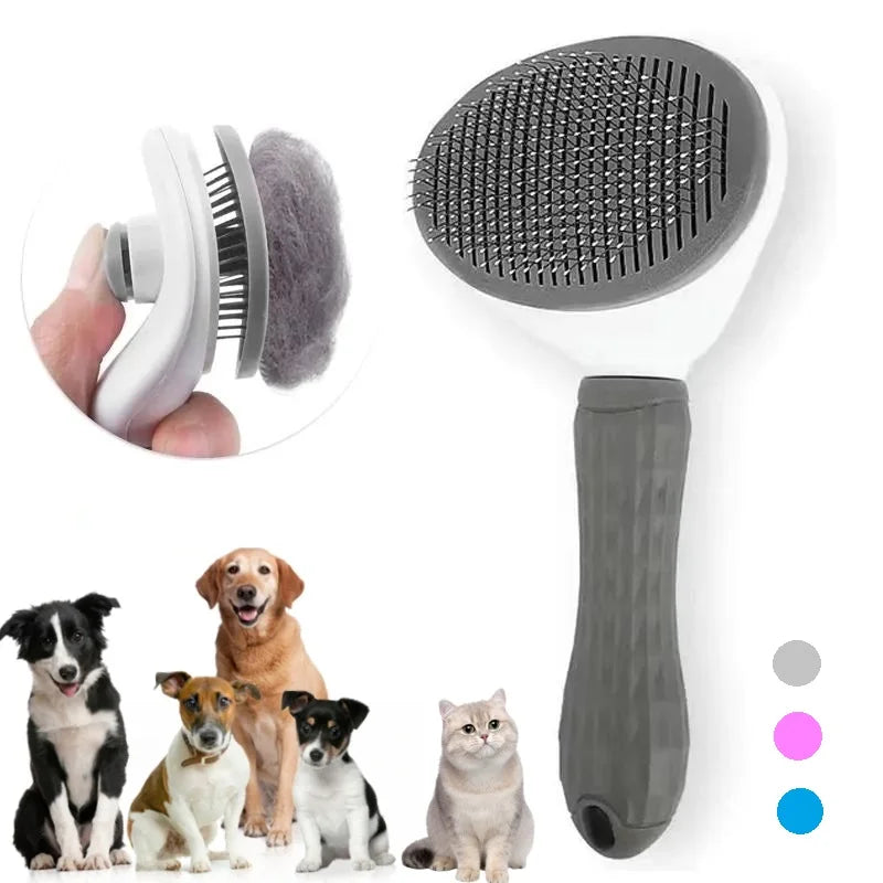 Self-Cleaning Pet Slicker Brush for Cats & Dogs