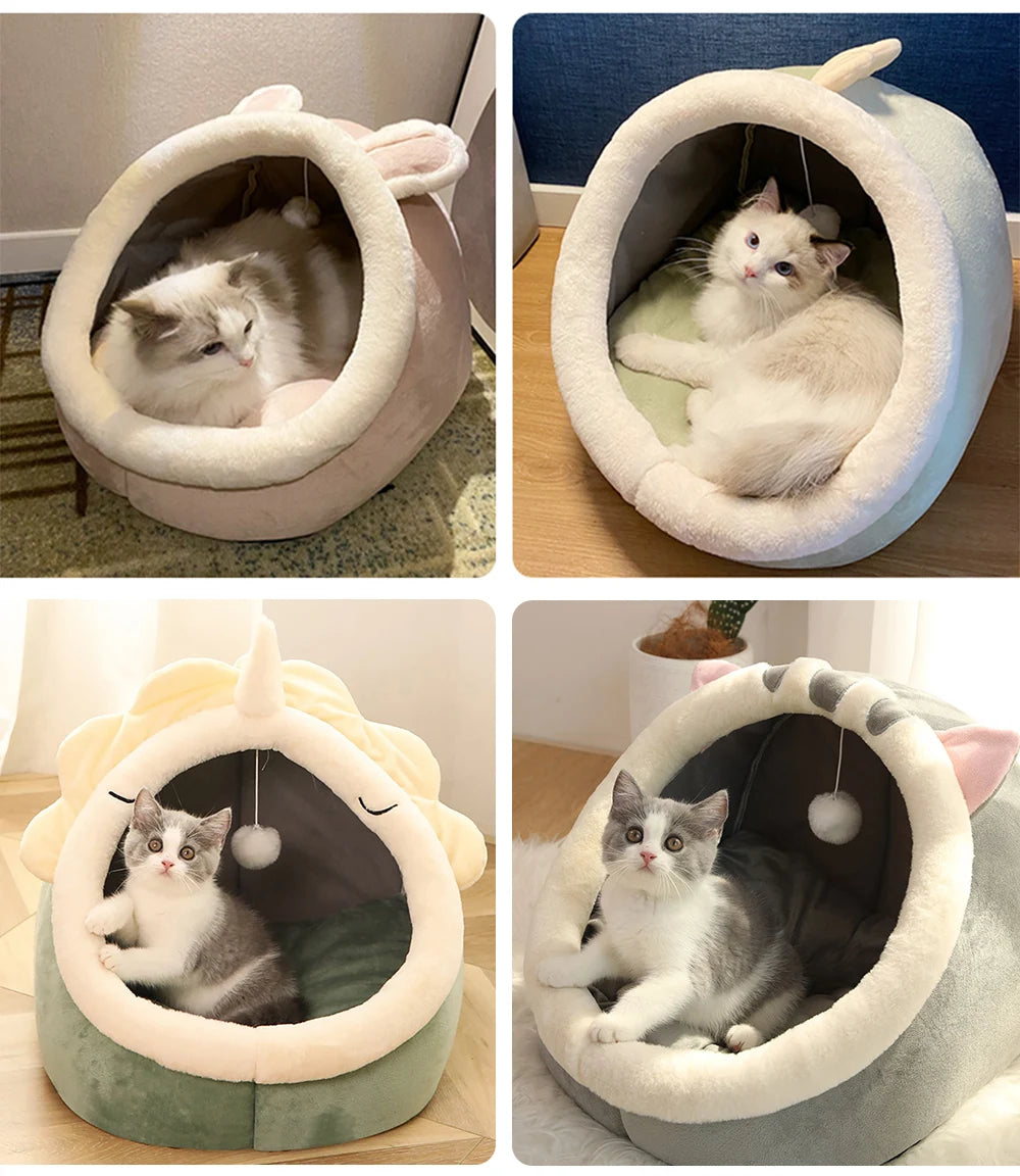 Cartoon Foldable Pet Bed – Cozy Cat Cave