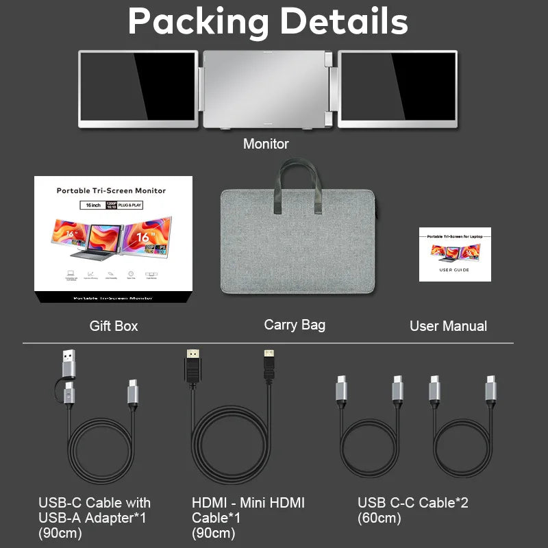 Visture FHD IPS Portable Gaming Monitor – Dual/Triple Screen Extender