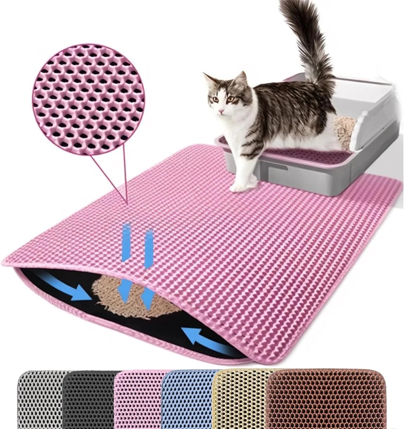 Anti-Slip Pet Litter Mat – Wear Resistant & Large