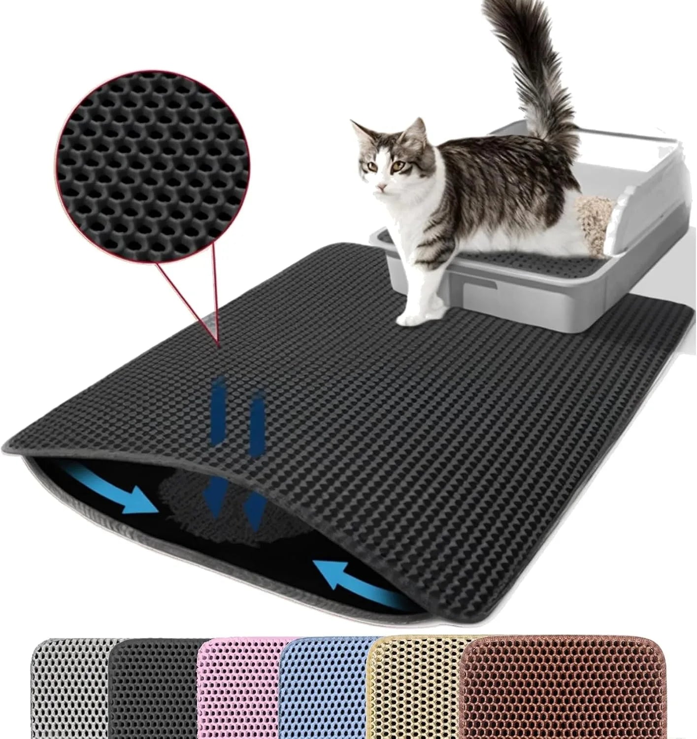Anti-Slip Pet Litter Mat – Wear Resistant & Large