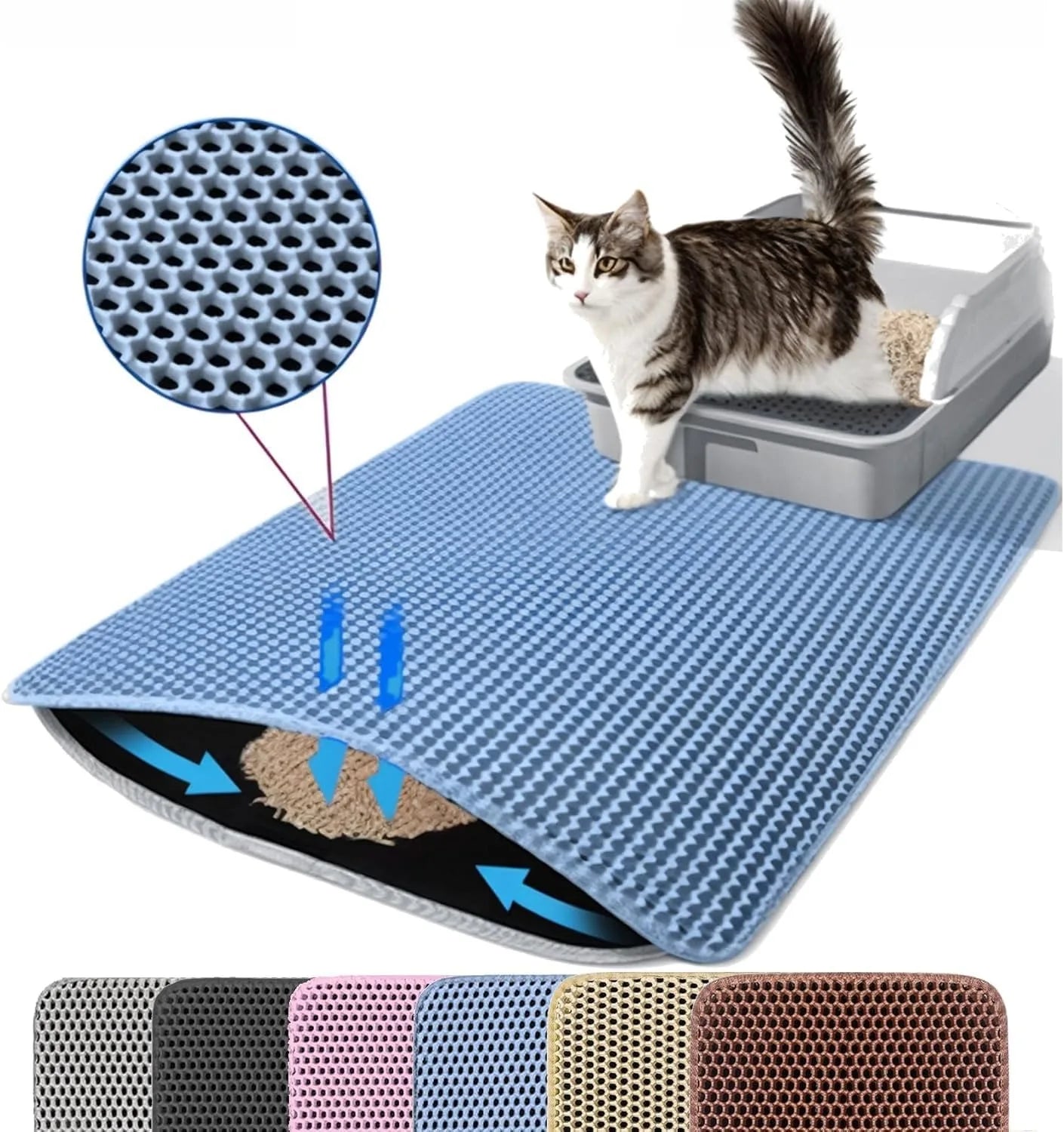 Anti-Slip Pet Litter Mat – Wear Resistant & Large