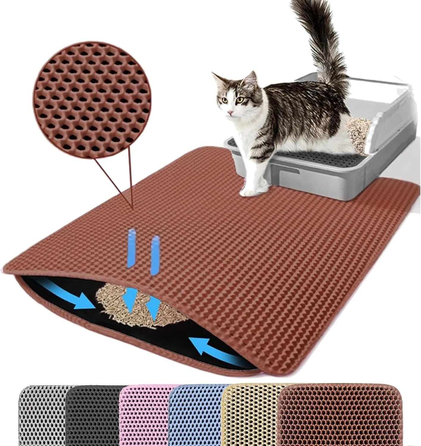 Anti-Slip Pet Litter Mat – Wear Resistant & Large