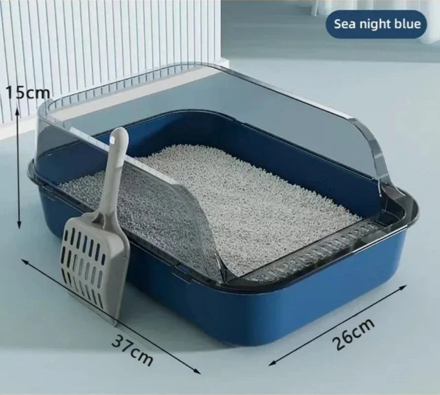 Cat Litter Box Semi-Enclosed Splashproof Toilet Tray