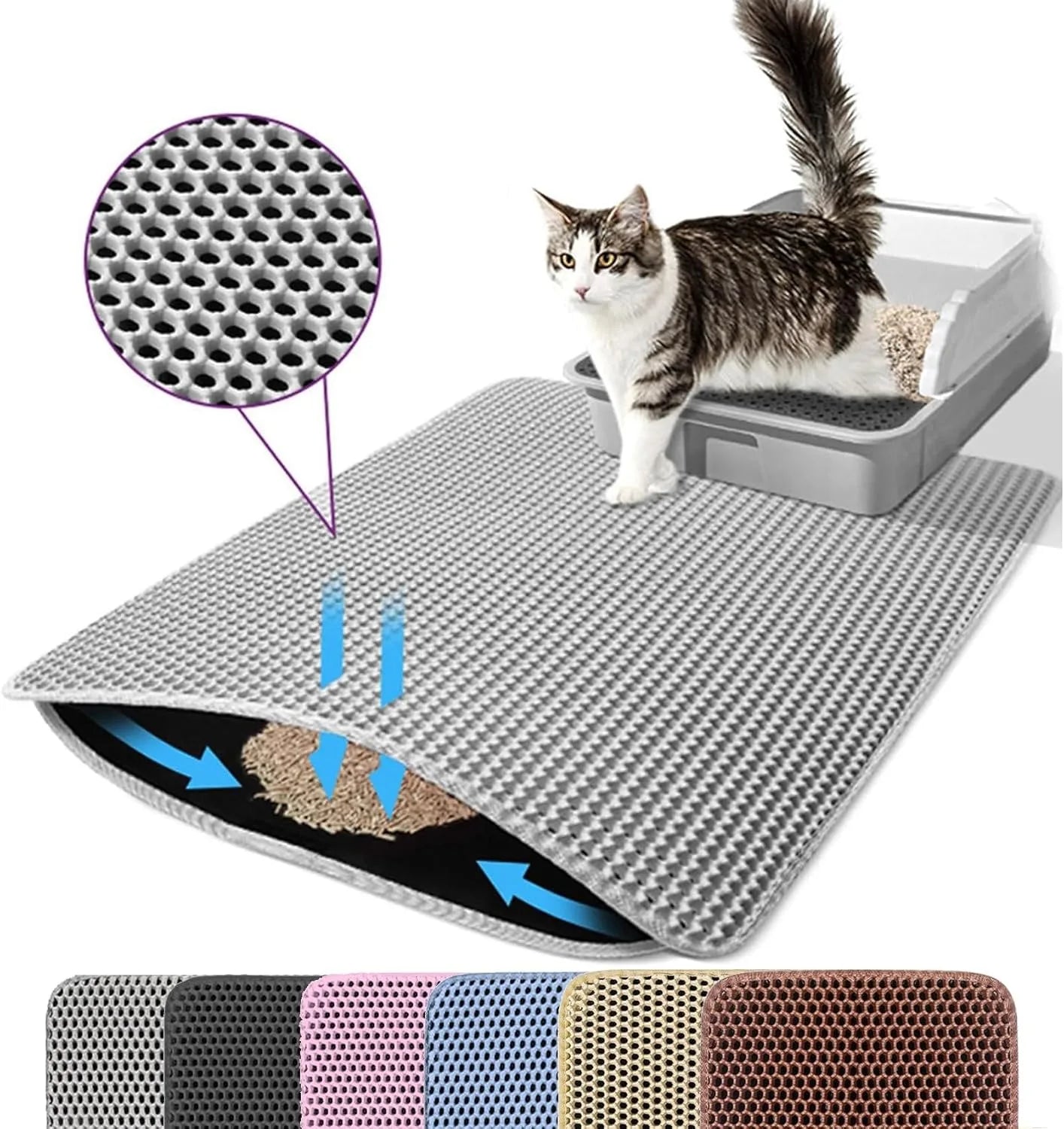 Anti-Slip Pet Litter Mat – Wear Resistant & Large