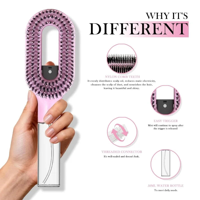 2-in-1 Mist & Detangle Hair Brush with Scalp Massager